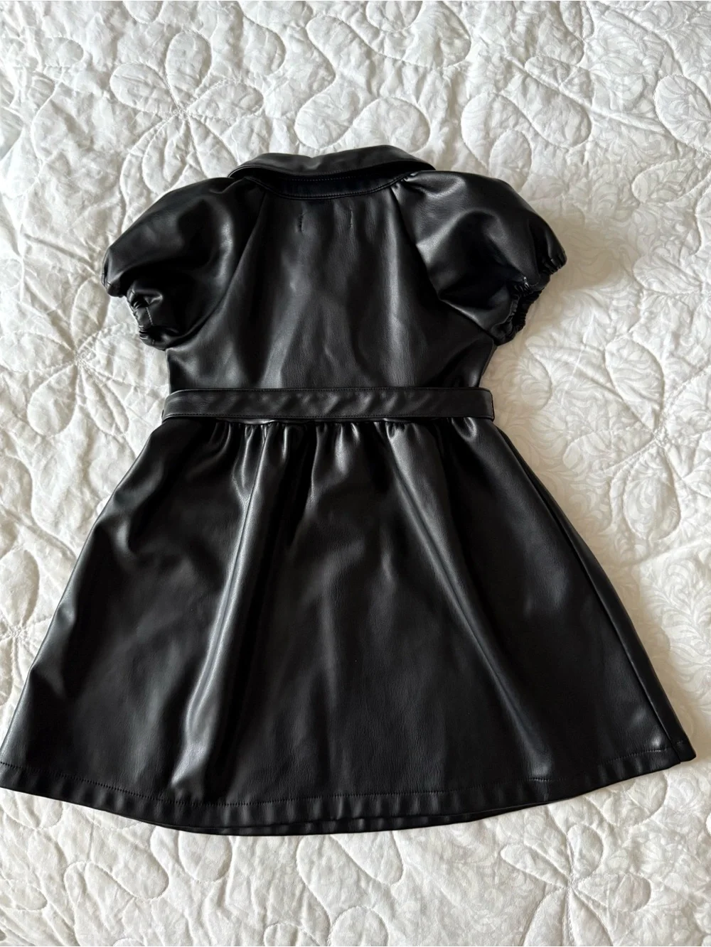 Rachel Zoe Black Faux Leather Bow-Accent Party Dress for Girls